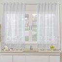 Ver imagem 1 de Cortina para Cozinha Renda Uva 2,00m X 2,50m Varão 2m - Branco