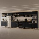 Ver imagem 1 de Armário de Cozinha Completa Atlanta Rise com Vidro Carraro Preto Touch