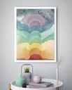 Ver imagem 1 de Quadro Decorativo Abstrato Círculos Cores - 70x50cm:moldura Branca