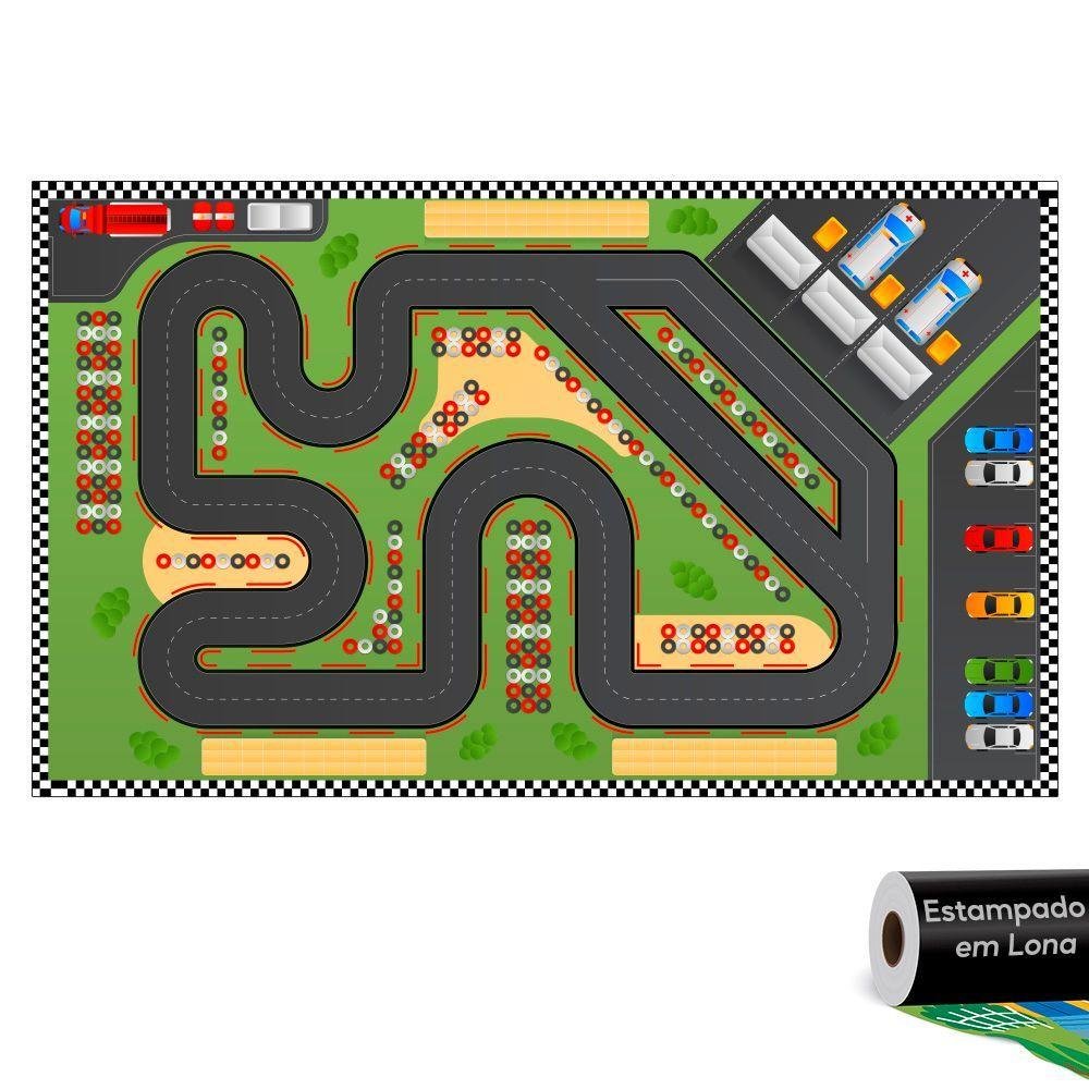 Tapete Pista de Carrinhos 2 Infantil Ilustrado Criança Lona - 5