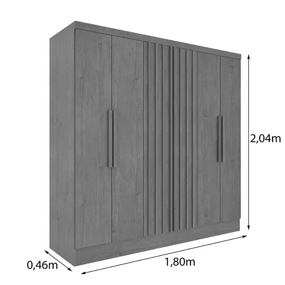 Guarda Roupa Itaperuna Casal Ripado 6 Portas 4 Gavetas Tcil Cor Cinamomo Off White - 4