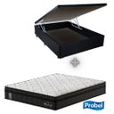 Ver imagem 1 de Cama Box com Baú Casal Preto + Colchão de Molas Ensacadas Madrid Probel - 138x188x72