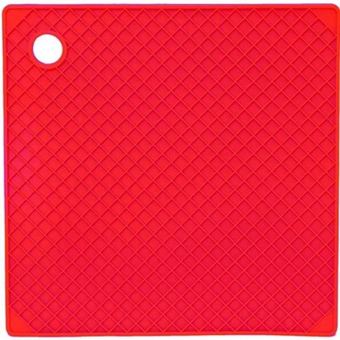 Descanso de Panela Quadrado de Silicone Vermelho 18x18 Cm - Mimo Style - Sn13282