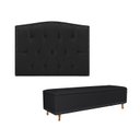 Ver imagem 1 de Kit Cabeceira Painel + Recamier Genova Suede Preto Dominic Decor