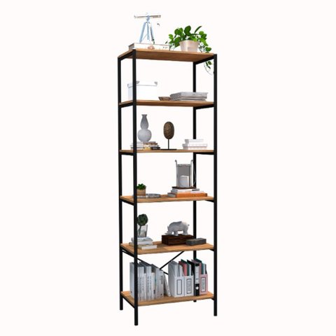 Estante Livreiro Multiuso Trento Estilo Industrial 180cm com 6 Prateleiras Demolição - Desk Design A