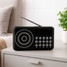 Rádio Portátil Recarregável sem Fio com Bluetooth, Usb, Tf, Auxiliar e Am/fm - Azul Cor:preto - 3