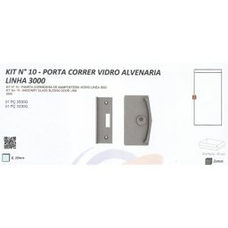 Kit 10 Porta de Correr Vidro Alvenaria Linha 3000 Glass Peças Preto - 2