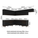 Ver imagem 4 de Armário de Cozinha Completa de Canto 512cm Preto Reims Madesa 01