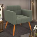 Ver imagem 5 de Poltrona Sala de Estar Pé Palito Castanho Elisa Bouclê D03 Verde Pistache