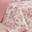 Ver imagem 4 de Kit Cobre Leito Floratta Casal Percal 150 Fios Dupla Face Estampado Colcha 3 Peças Floral Rosê