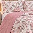 Ver imagem 3 de Kit Cobre Leito Floratta Casal Percal 150 Fios Dupla Face Estampado Colcha 3 Peças Floral Rosê