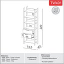 Ver imagem 3 de Closet Guarda-Roupa 05 Prateleiras Modulado 02 Gavetas 220x73 Cm Leaf D03 Freijó Preto - Lyam