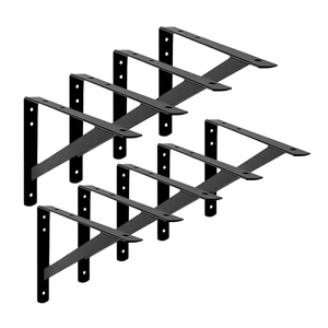 9x Suporte Mão Francesa Reforçada Preta 35cm