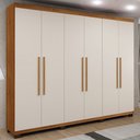 Ver imagem 1 de Guarda-roupa Casal Bari 6 Portas 4 Gavetas Cinamomo/off White - Panorama Móveis