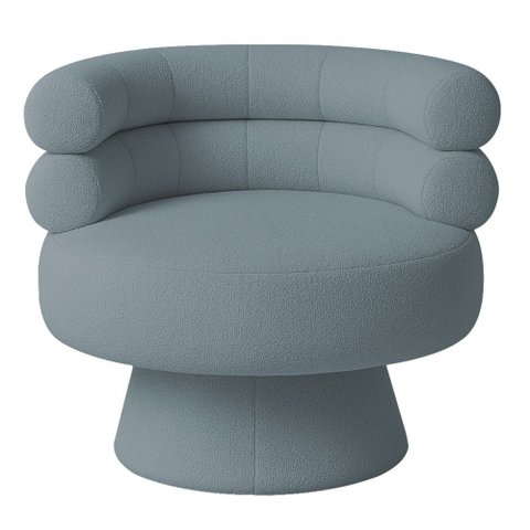 Poltrona Orgânica Mabel Base Fixa Bouclé Azul Claro - Nexta Casa