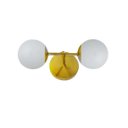 Ver imagem 1 de Arandela Moderna Jabuticaba Dourada 2 Globos Bola de Vidro - LEITOSO FOSCO