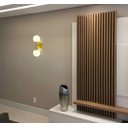 Ver imagem 2 de Arandela Moderna Jabuticaba Dourada 2 Globos Bola de Vidro - LEITOSO FOSCO