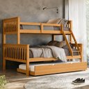 Ver imagem 1 de Beliche Casal Madeira Maciça Reforçada + Cama Aux Solteiro:Mel