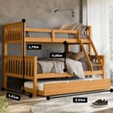 Ver imagem 3 de Beliche Casal Madeira Maciça Reforçada + Cama Aux Solteiro:Mel