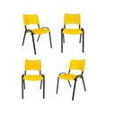 Ver imagem 3 de Jogo Mesa 1,20x70 Preta para Sorveterias e Restaurantes com 4 Cadeiras Iso Amarela