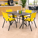 Ver imagem 1 de Jogo Mesa 1,20x70 Preta para Sorveterias e Restaurantes com 4 Cadeiras Iso Amarela