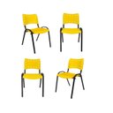 Ver imagem 3 de Jogo Mesa 1,20x70 Preta para Sorveterias e Restaurantes com 4 Cadeiras Iso Amarela