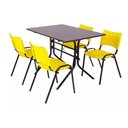 Ver imagem 2 de Jogo Mesa 1,20x70 Preta para Sorveterias e Restaurantes com 4 Cadeiras Iso Amarela
