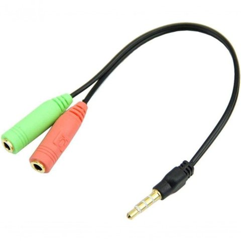 Cabo Adaptador P3 Macho para 2 P2 Fêmea - Fone e Microfone para Headset P3