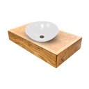 Ver imagem 2 de Kit Bancada Madeira Maciça Banheiro Lavabo com Cuba Branca Estilo Industrial 70 Cm X 40 Cm