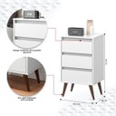Ver imagem 3 de Mesa de Cabeceira 3 Gavetas com Pés Palito Woon Branco
