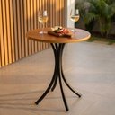 Ver imagem 3 de Mesa Bistrô Redonda 60cm Tampo de Madeira e Base em Aço Carbono para Varanda e Cafeteria - Tambo