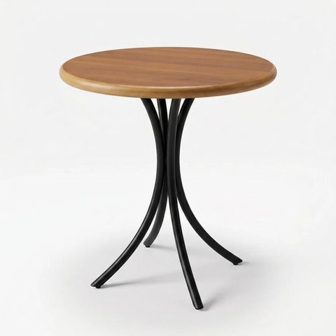 Mesa Bistrô Redonda 60cm Tampo de Madeira e Base em Aço Carbono para Varanda e Cafeteria - Tambo