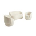 Ver imagem 2 de Kit 02 Poltronas + Namoradeira Decorativa Sala Estar Orgânica Beatriz Boucle Bege -Montanaris Decor