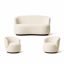 Ver imagem 1 de Kit 02 Poltronas + Namoradeira Decorativa Sala Estar Orgânica Beatriz Boucle Bege -montanaris Decor