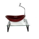 Ver imagem 1 de Gabinete de Vidro com Cuba Oval Vermelho Cereja com Tampo 40cm Incolor