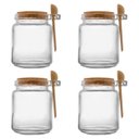 Ver imagem 1 de Kit 4 Porta Tempero Vidro Colher Bambu tampa de Rolha 240ml