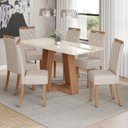 Ver imagem 1 de Mesa de Jantar 6 Lugares Lins/bella com Vidro Nature/off White/linho - Henn