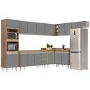 Ver imagem 1 de Armário de Cozinha Modulada de Canto 8 Peças CP07 Balcão Castanho/Cinza - Lumil Lumil Móveis