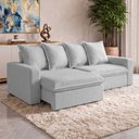 Ver imagem 1 de Sofá Retrátil Reclinável Living 235cm Vêneto F04 Bouclê Cinza