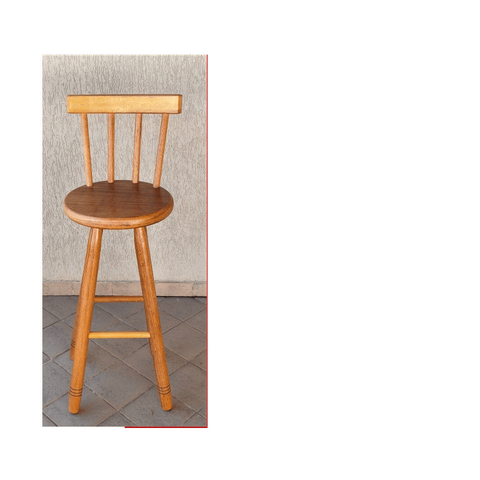 Banqueta Alta com Encosto 70 Cm Madeira Maciça