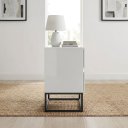 Ver imagem 5 de Kit 2 Mesas de Cabeceira Eros 45cm Branco MDF Moderna Estilo Industrial Pés de Ferro Preto