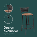 Ver imagem 4 de Banqueta para Balcão Cozinha Gourmet Junco Preto Bancada Ilha Banco 60cm Itagold