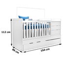 Ver imagem 2 de Berço Americano Multifuncional Cleo com Cômoda com Porta Ariel Branco - Carolina