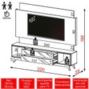 Ver imagem 5 de Painel 220cm + Rack com 2 Gavetas Espelhadas + LED - Dalla Costa - Off White/Natural