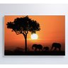 Quadro Família de Elefantes em Pôr do Sol na África - 7