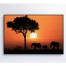 Quadro Família de Elefantes em Pôr do Sol na África - 8