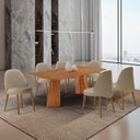 Ver imagem 1 de Conjunto de Mesa de Jantar Bia Tampo 180cm Barril Laminado e 6 Cadeiras Ester Marrom/Ambar/Cinamomo