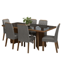 Ver imagem 3 de Conjunto Sala de Jantar Tampo de Vidro 6 Cadeiras Rustic/Preto/Silver Pienza Madesa