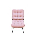 Ver imagem 2 de Kit Poltrona e Puff Costela Veludo Rosa