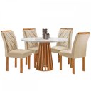 Ver imagem 2 de Mesa de Jantar 4 Lugares Kansas/Arthus com Vidro Cinamomo/Off White/Suede Cru 17991 - Cel Móveis